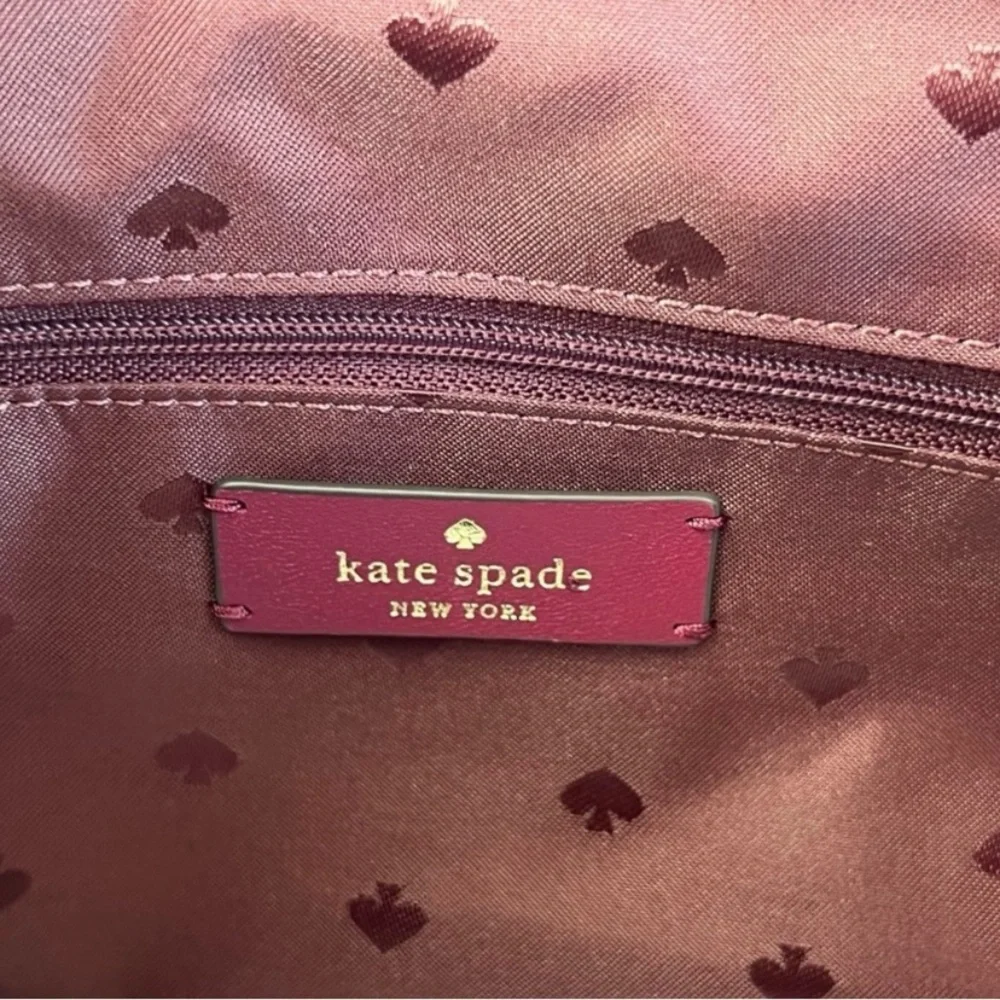 Kate Spade Natalia Burgundy Blackberry Preserves Quilted Leather Shoulder Tote